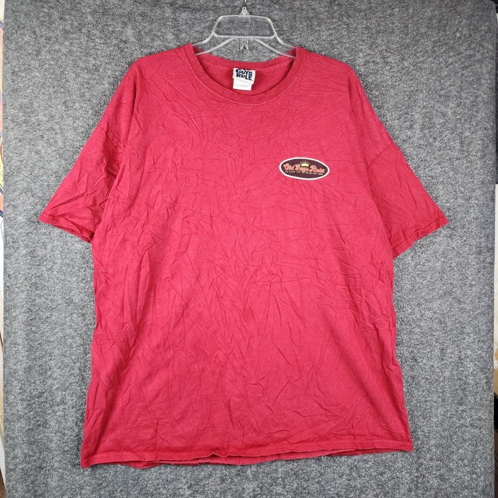 Old Guys Rule T-Shirt Men 2XL Red Graphic Slogan Tee Short Sleeve
